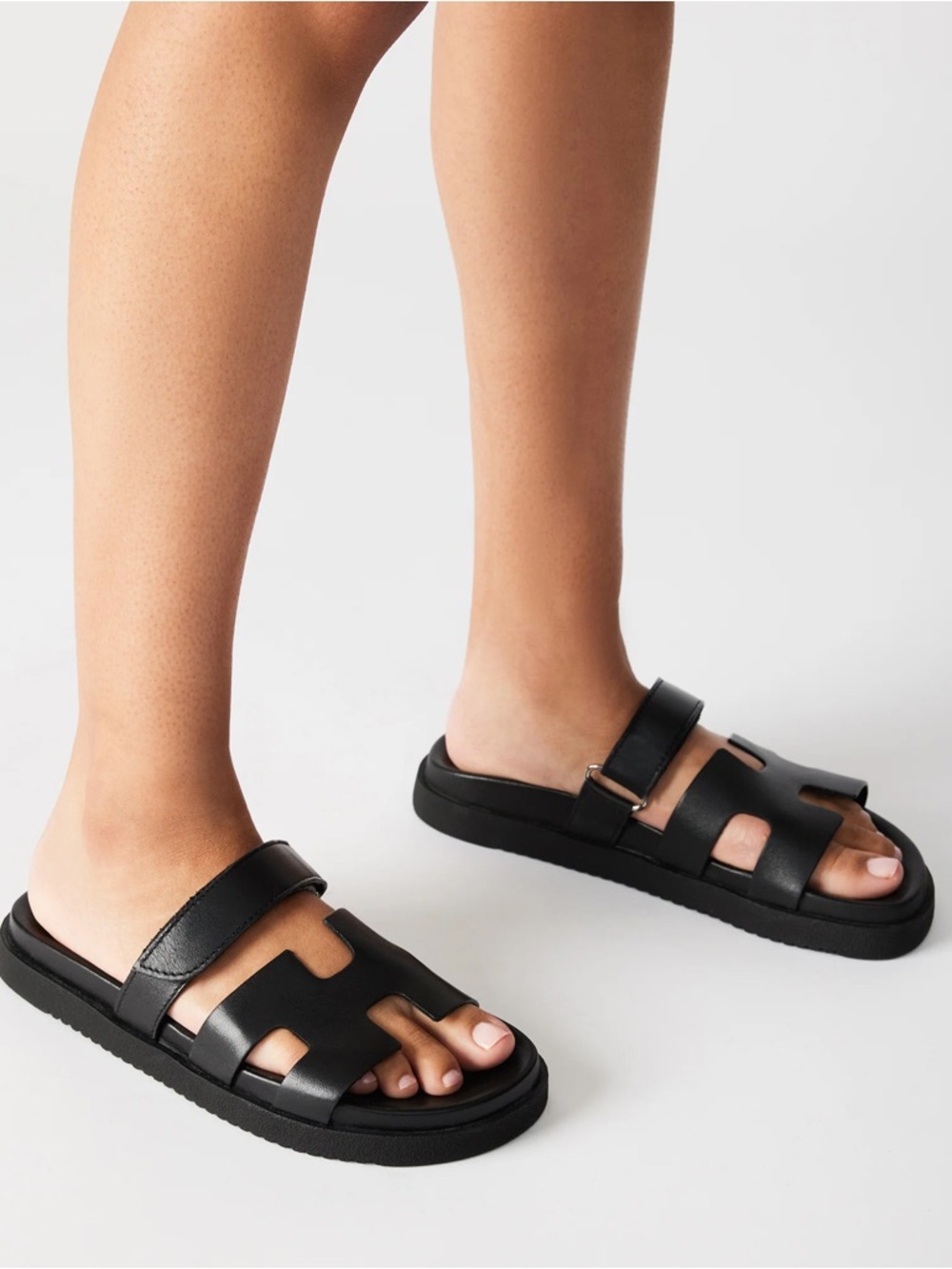 Steve Madden Black Cutout Slide Sandals